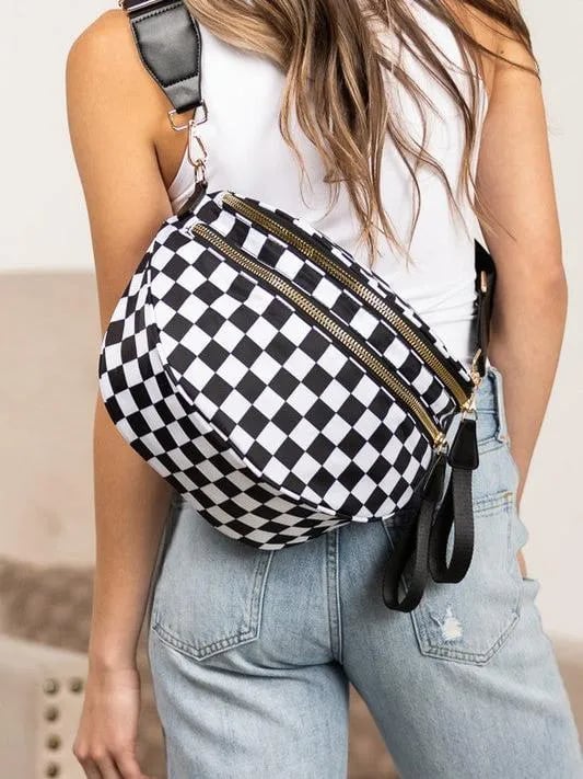Nuvore Crossbody Comfort Bag - Checkered Pattern, Adjustable Strap, Large Capacity Bum Bag - View #6
