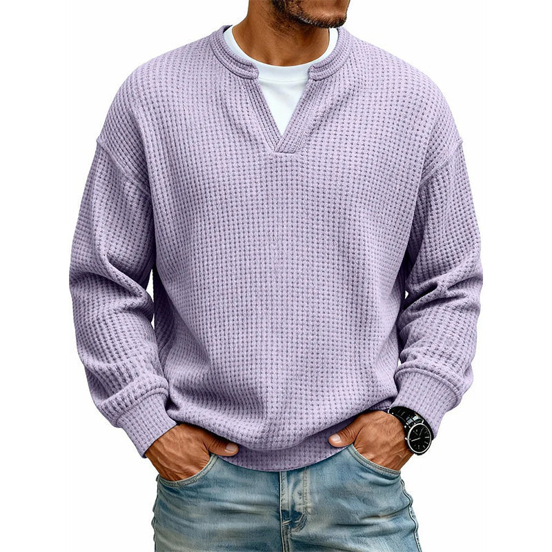 ⌛Limited-Time Offer-Layered Comfort Waffle Tee – Cozy Comfort & Effortless Autumn Style