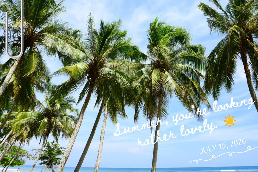 Coconut trees and blue sky with some text