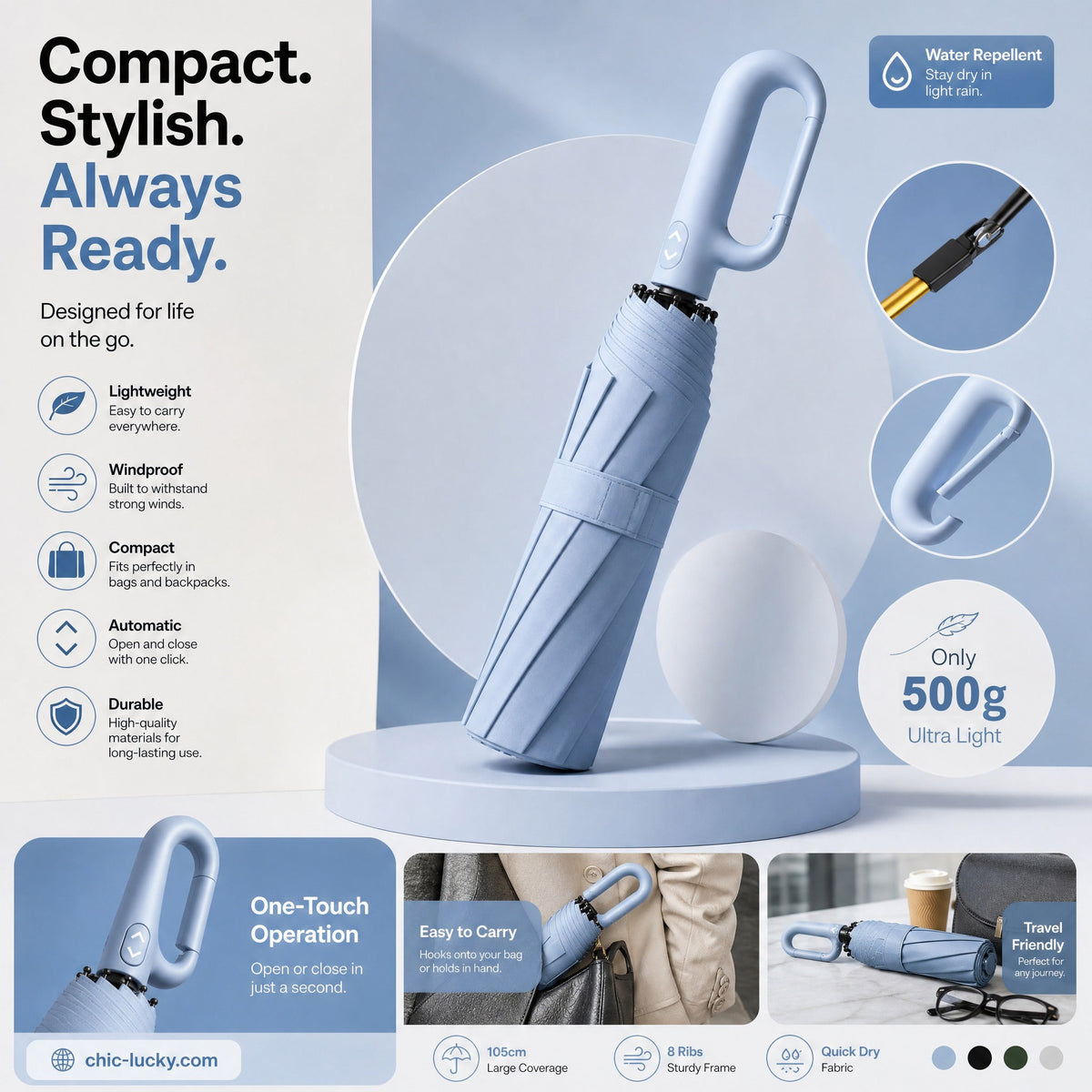 ⏳LAST DAY SALE ONLY ￡11.99!!🔥Foldable Auto-Open Umbrella – Stormproof, UV-Blocking Compact Umbrella for British Weather