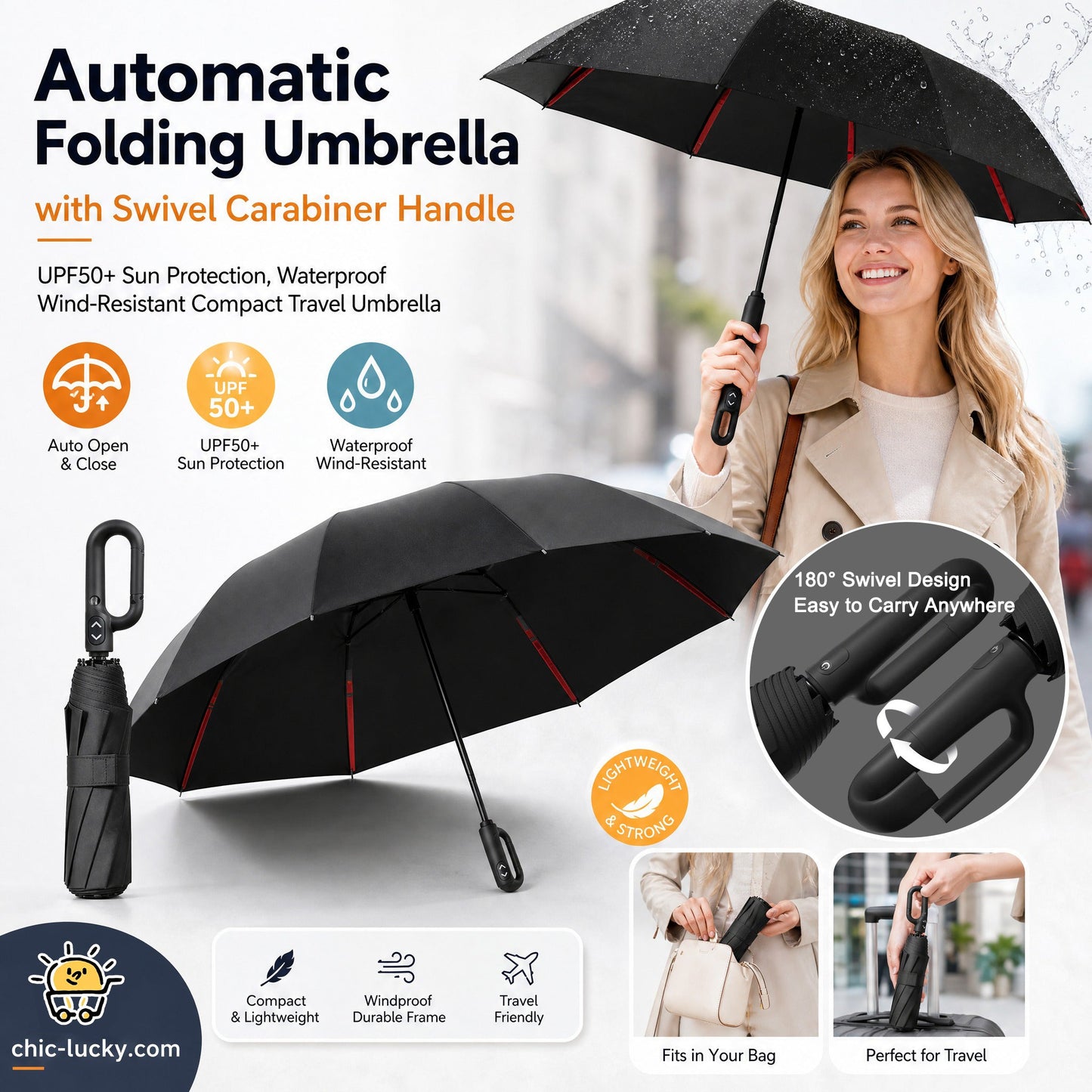 ⏳LAST DAY SALE ONLY ￡11.99!!🔥Foldable Auto-Open Umbrella – Stormproof, UV-Blocking Compact Umbrella for British Weather
