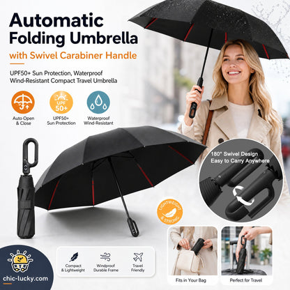 ⏳LAST DAY SALE ONLY ￡11.99!!🔥Foldable Auto-Open Umbrella – Stormproof, UV-Blocking Compact Umbrella for British Weather