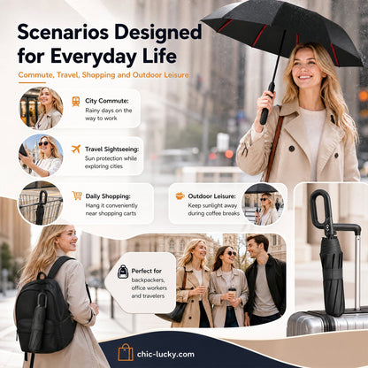 ⏳LAST DAY SALE ONLY ￡11.99!!🔥Foldable Auto-Open Umbrella – Stormproof, UV-Blocking Compact Umbrella for British Weather