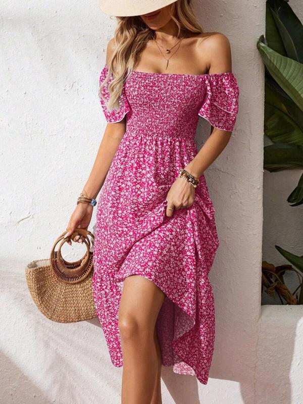 🌈2026 New Arrive Summer Hot Sale 50% OFF!✨Square Neck Floral Midi Dress – Smocked Bodice, Flowy Tiered Skirt🌸