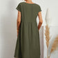 Solid Colour Sleeveless Loose Cotton Pocket Dress
