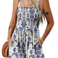🏝️LAST DAY SALE 50% OFF💃Women's Summer Square Neck Sleeveless Loose Casual Short Smocked Romper
