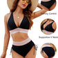 🩱Summer Sale 49% OFF👙High Waisted Tummy Control Color Block Bikini Sets