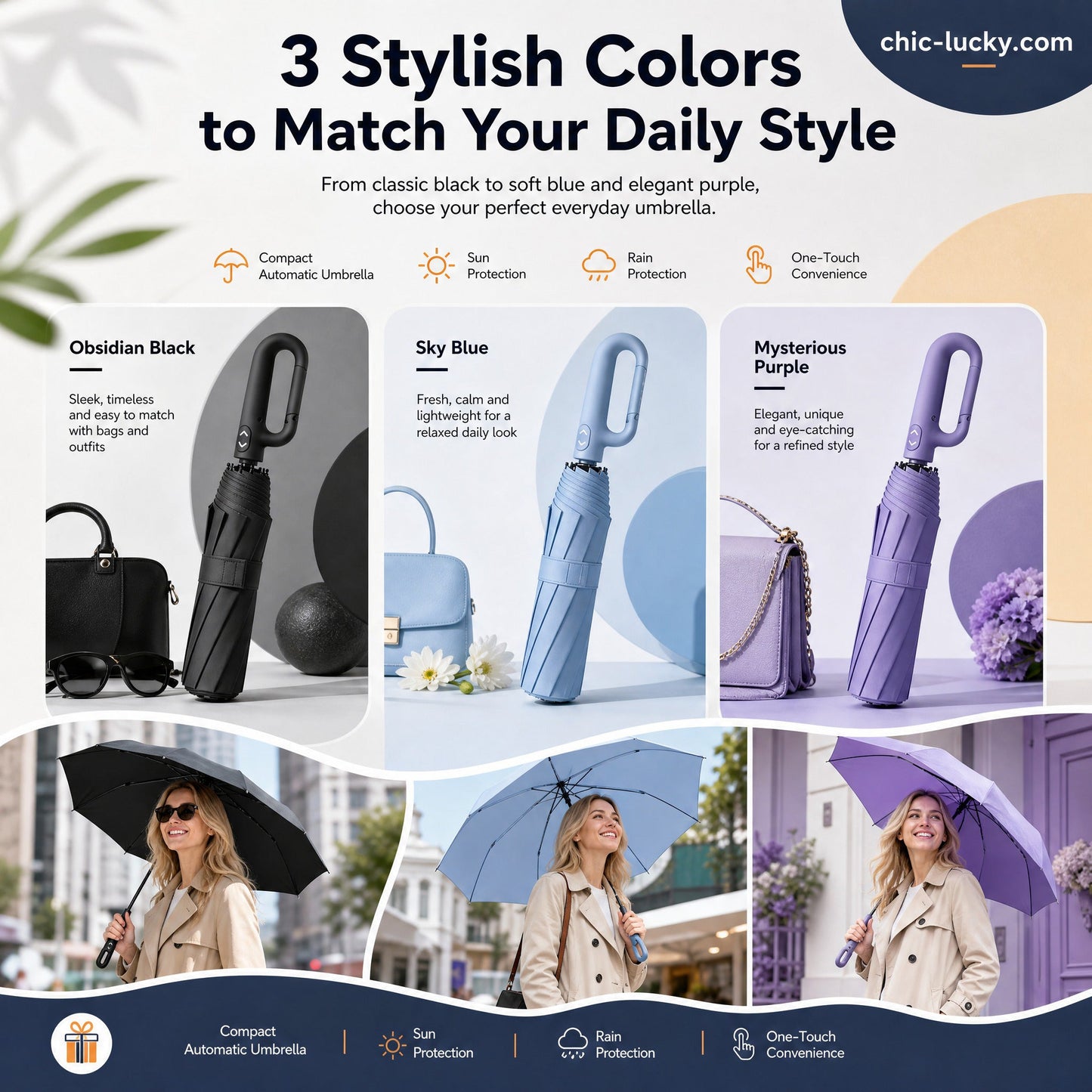 ⏳LAST DAY SALE ONLY ￡11.99!!🔥Foldable Auto-Open Umbrella – Stormproof, UV-Blocking Compact Umbrella for British Weather