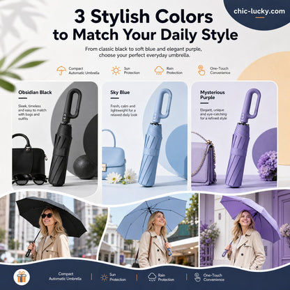 ⏳LAST DAY SALE ONLY ￡11.99!!🔥Foldable Auto-Open Umbrella – Stormproof, UV-Blocking Compact Umbrella for British Weather