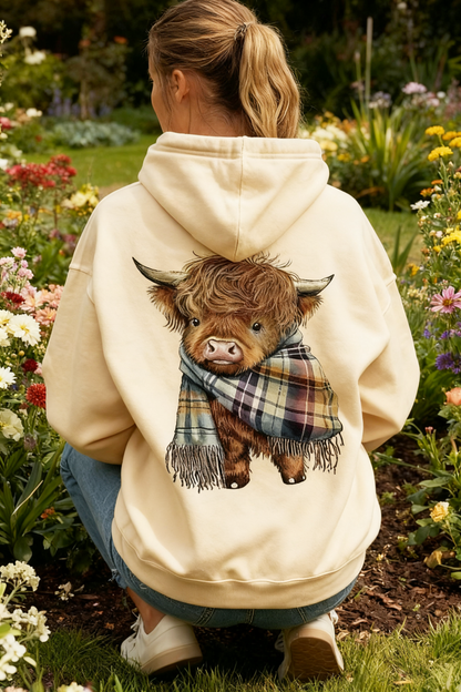 🎅CHRISTMAS SALE 50% OFF!!🎁🐄Cute Highland Cow Fleece Hoodie – Cozy Warm Hooded Sweatshirt for Women