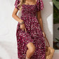 🌈2026 Summer Hot Sale 50% OFF!✨Square Neck Floral Midi Dress – Smocked Bodice, Flowy Tiered Skirt, Romantic 🌸
