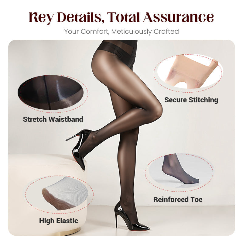 🏆 BUY 1 GET 1 FREE! 🔥 Women’s Sheer Tights – High-Waisted Transparent Shiny Pantyhose for Party & Daily Wear