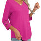 🔥2025 New Womens 3/4 Length Sleeve Tops Trendy V Neck T Shirts