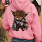 🎄🎅CHRISTMAS SALE 50% OFF!!🎁Cute Highland Cow Cozy Fleece-Lined Hooded Sweatshirt🦬