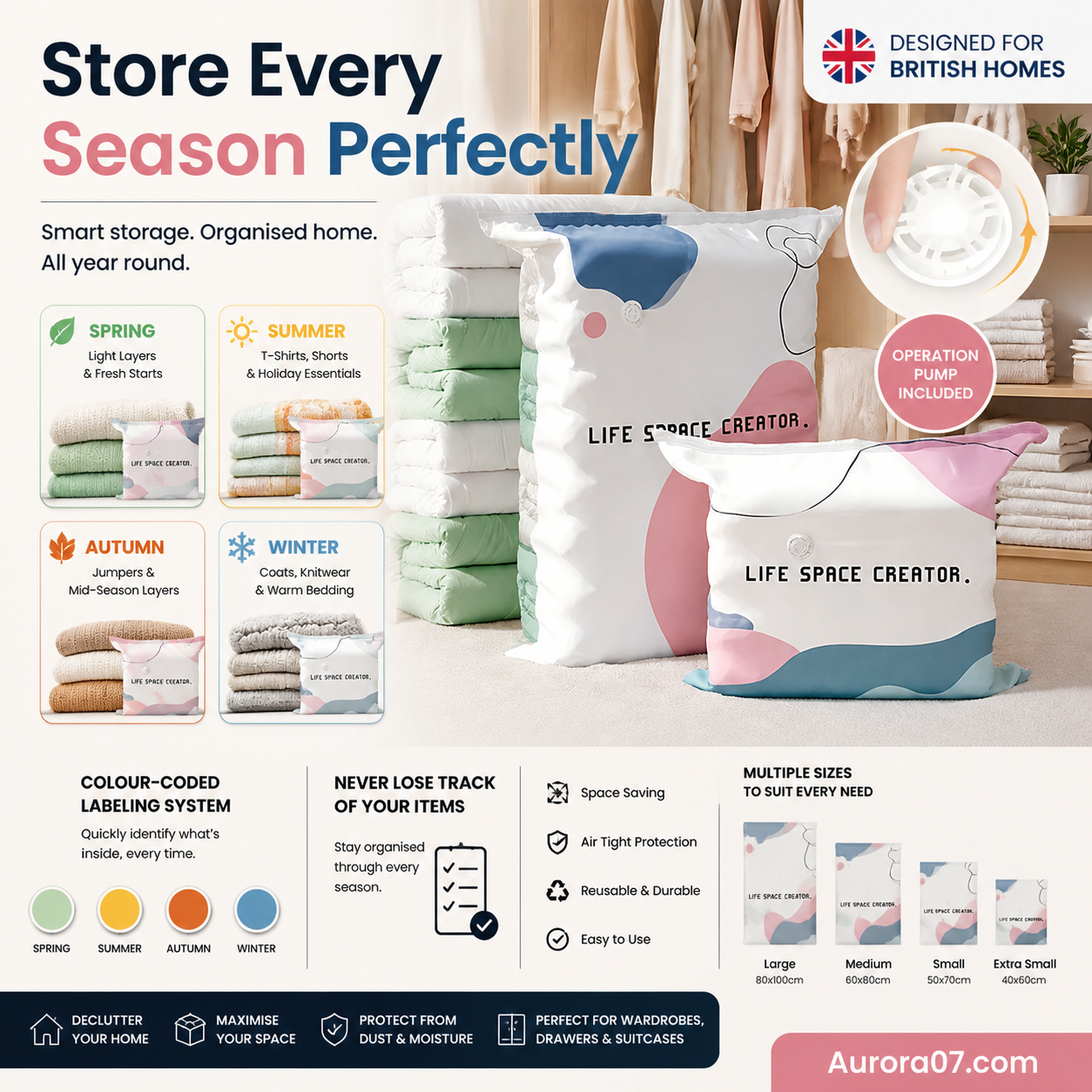 ⏳LAST DAY SALE ONLY £4.99!🏆🧳No-Pump Vacuum Storage Bags – Space-Saving Compression Bags for Clothes & Bedding