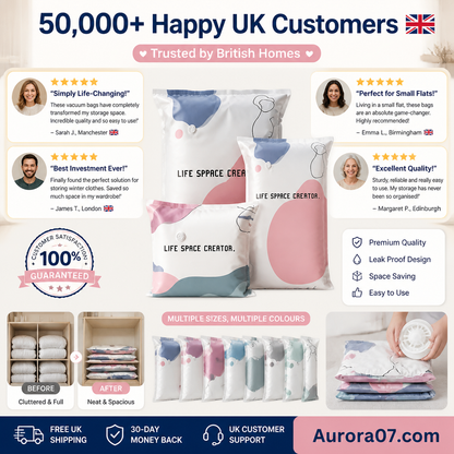 ⏳LAST DAY SALE ONLY £4.99!🏆🧳No-Pump Vacuum Storage Bags – Space-Saving Compression Bags for Clothes & Bedding