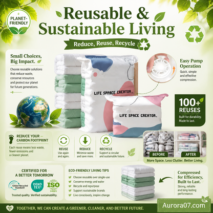 ⏳LAST DAY SALE ONLY £4.99!🏆🧳No-Pump Vacuum Storage Bags – Space-Saving Compression Bags for Clothes & Bedding