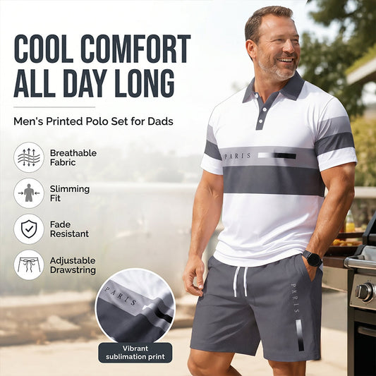 🔥Men's Short Sleeve Casual Set, Summer Beach Fashion Sport Wear, Plaid Pattern, Slim-Fitting, Above the Knee