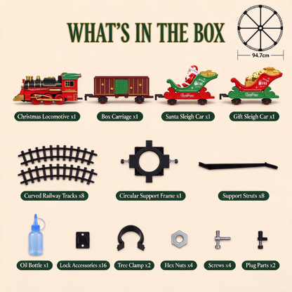 🚂Xmas Sale - 50% OFF🎅 Christmas Tree Train Set – Light-Up Festive Train with Santa & Magical Steam Effects