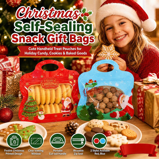🎅BUY 3 PAY 2🎁Christmas Self-Seal Treat Bags – Resealable Gift Bags for Cookies & Chocolates