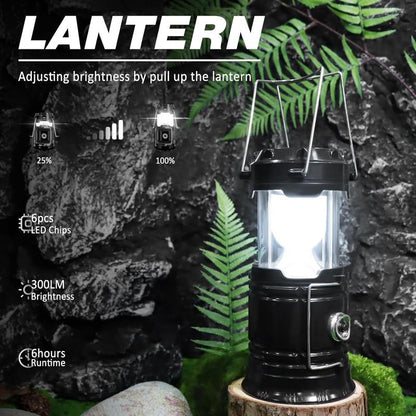 🔦Xmas Sale - 50% OFF☀️ 2-in-1 Solar Camping Light – LED Lantern & Portable Flashlight with USB Phone Charger