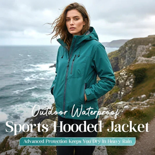 Fall New Arrivals-Outdoor Waterproof Sports Hooded Jacket– Windproof Breathable Sports Raincoat with Multi-Pockets, Durable & Abrasion-Resistant