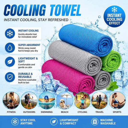🎁❄️Last Day Buy 1 Get 1 Free (Each only ￡3.49)❄️Cold Sweat Towel You Can Use Anywhere, Anytime! Reusable Soft Absorbent Cooling Portable