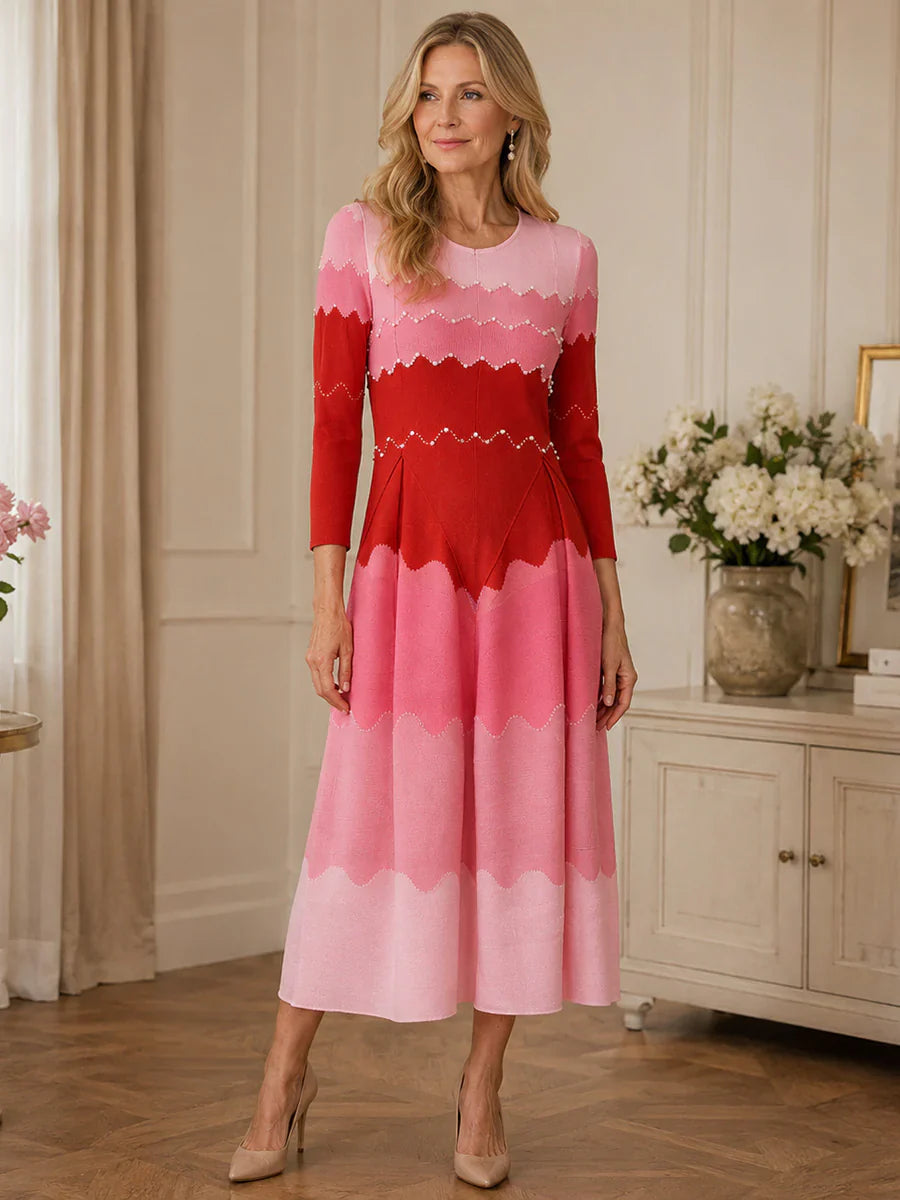 🏖️ Summer Sale 60% off 🏝️ Elegant Pearl Embellished Pleated Maxi Bounce Dress