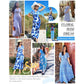 👗2026 Summer Hot Sale 49% OFF🌈 Women's V neck Ankle Length Floral Print Beach Long Flowy  Maxi Dress with Pockets🎀