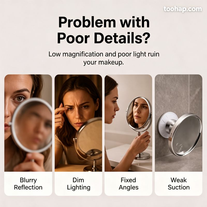 ⏳🔥LIMITED-TIME 50% OFF! ⏰💄10X Magnifying Makeup Mirror – LED Light & Suction Cup for Makeup and Skincare