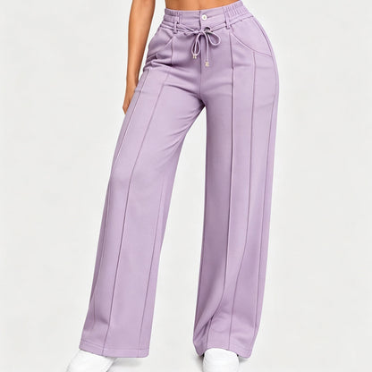 💥Flash Sale💥Women's High Waist Wide Leg Trousers – Adjustable Drawstring, Soft Stretch & Breathable