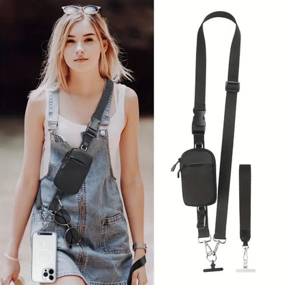❣️HOT SALE 60% OFF📱Crossbody Phone Strap with Zippered Pouch | Anti-Snatch Lanyard + Mini Vault
