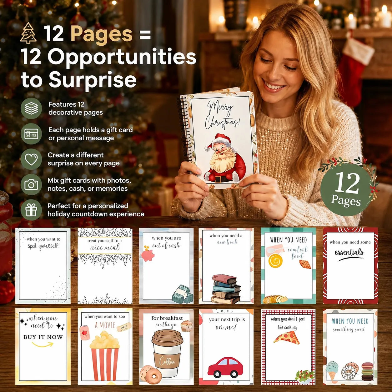 🔥🎁70% OFF!!!-Ready for Christmas!🎅Christmas Gift Card Booklet -👍DIY Spiral-Bound Christmas Gift Card Holder Book