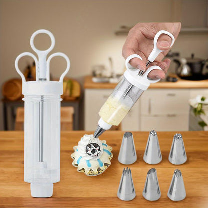 🎁 Perfect Picks - Buy 2 Get 1 Free✨Stainless Steel Cake Decorating Gun – 18-Piece Frosting Piping Kit
