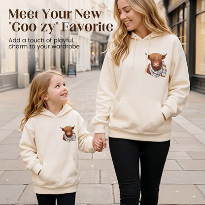 🎅CHRISTMAS SALE 50% OFF!!🎁🐄Cute Highland Cow Fleece Hoodie – Cozy Warm Hooded Sweatshirt for Women