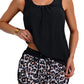 🩱Last Day Sale 50% OFF💃Women's Modest Two Piece Bathing Suit Scoop Neck Tankini Swimsuit