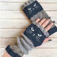 ⚡Christmas Gift idea ￡8.99!! 🔥Warm and Cuddly🧤Women's Knitted Fingerless Gloves with Cute Cat Pattern🐱