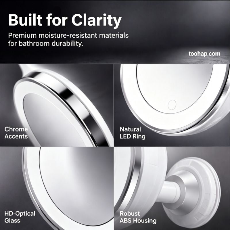 ⏳🔥LIMITED-TIME 50% OFF! ⏰💄10X Magnifying Makeup Mirror – LED Light & Suction Cup for Makeup and Skincare