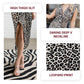 Woman’s Deep V-Neck Leopard Print Slit Dress