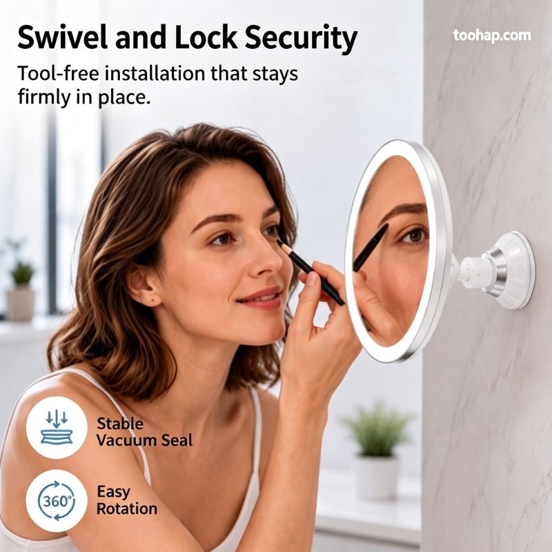 ⏳🔥LIMITED-TIME 50% OFF! ⏰💄10X Magnifying Makeup Mirror – LED Light & Suction Cup for Makeup and Skincare
