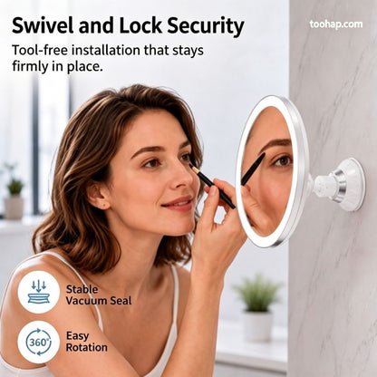 ⏳🔥LIMITED-TIME 50% OFF! ⏰💄10X Magnifying Makeup Mirror – LED Light & Suction Cup for Makeup and Skincare