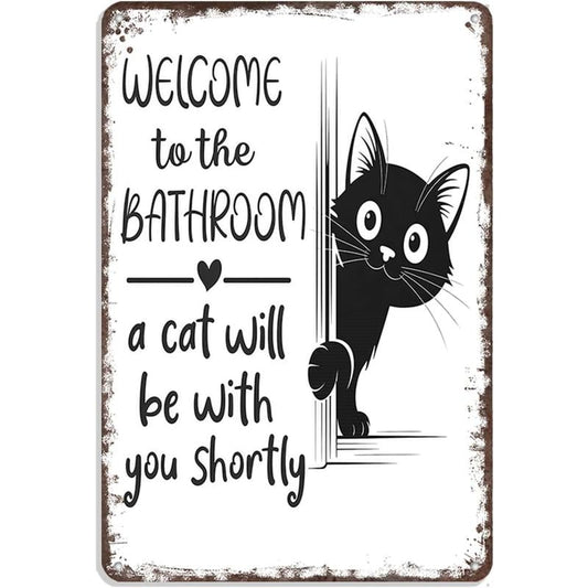 Vintage Black & White Cat Wall Art