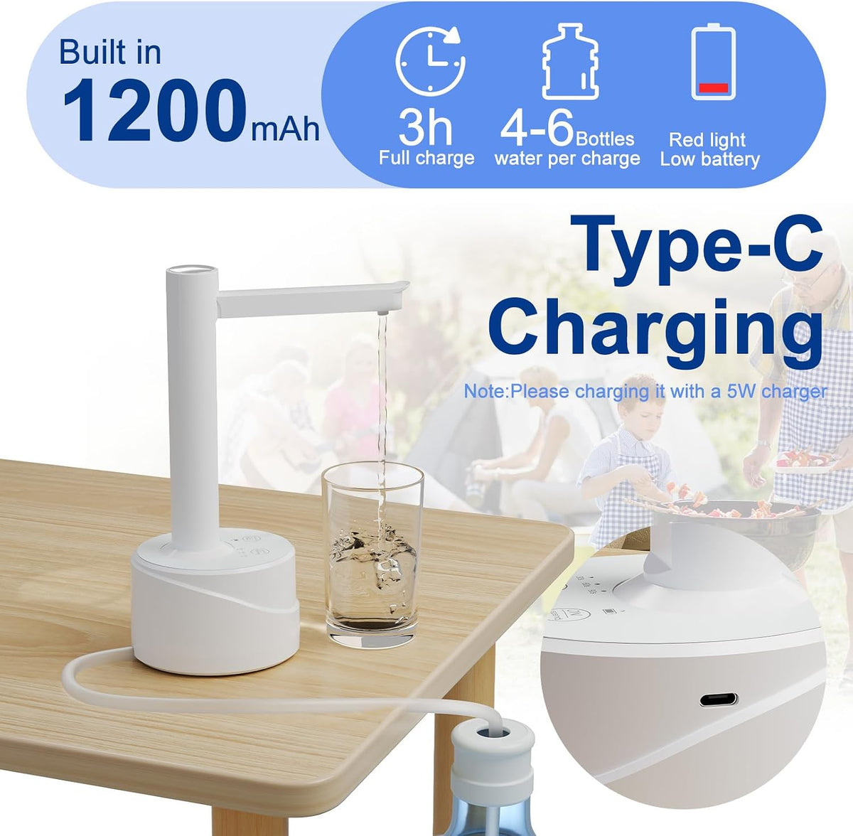 ✨ Festive Must-Haves💧 Rechargeable Automatic Water Dispenser – Portable Electric Water Pump