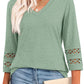 🔥2025 New Womens 3/4 Length Sleeve Tops Trendy V Neck T Shirts