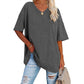📢📢50% OFF !! ⏰Women's Casual Loose Plus Size V Neck T Shirts Summer Half Sleeve Tees Fit Cotton Tunic Tops