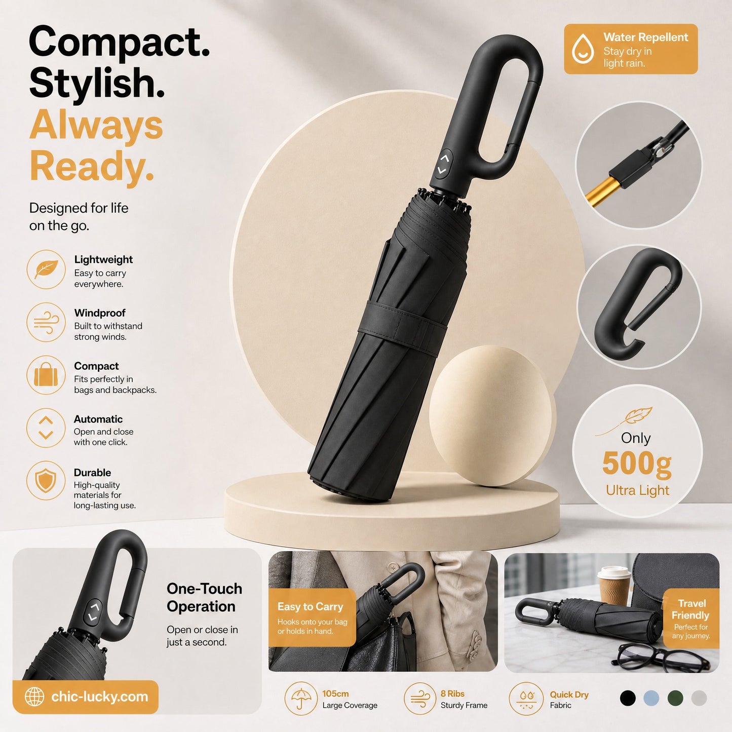 ⏳LAST DAY SALE ONLY ￡11.99!!🔥Foldable Auto-Open Umbrella – Stormproof, UV-Blocking Compact Umbrella for British Weather