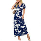 👗2026 Summer Hot Sale 49% OFF🌈 Women's V neck Ankle Length Floral Print Beach Long Flowy  Maxi Dress with Pockets🎀