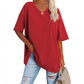 📢📢50% OFF !! ⏰Women's Casual Loose Plus Size V Neck T Shirts Summer Half Sleeve Tees Fit Cotton Tunic Tops