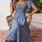 🌈2026 Summer Hot Sale 50% OFF!✨Square Neck Floral Midi Dress – Smocked Bodice, Flowy Tiered Skirt, Romantic 🌸