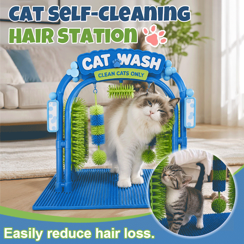 🌐 Online Exclusive 💎Cat Grooming Station – Self-Use Cat Wash & Loose Fur Removal Tool